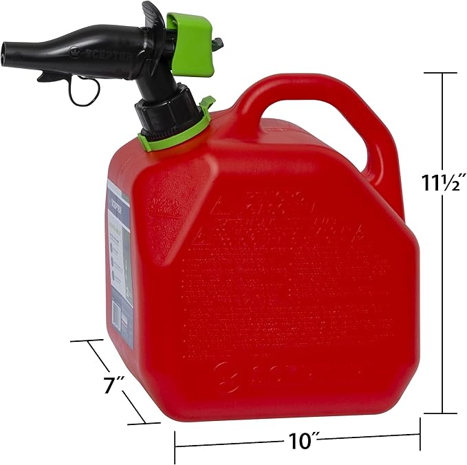 Scepter FR1G252 Fuel Container with Spill Proof Spout with Bonus Spout Extender, Red Gas Can, 2 Gallon