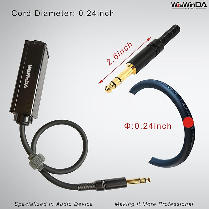 6.35 1/4" TRS Ground Loop Isolator Hum Eliminator for Home Stereo System/Speaker/Micphone/Car Kit/Audio Player (Eliminate The Buzzing Noise) (6.35 TRS-HiFi Stereo with Cord)