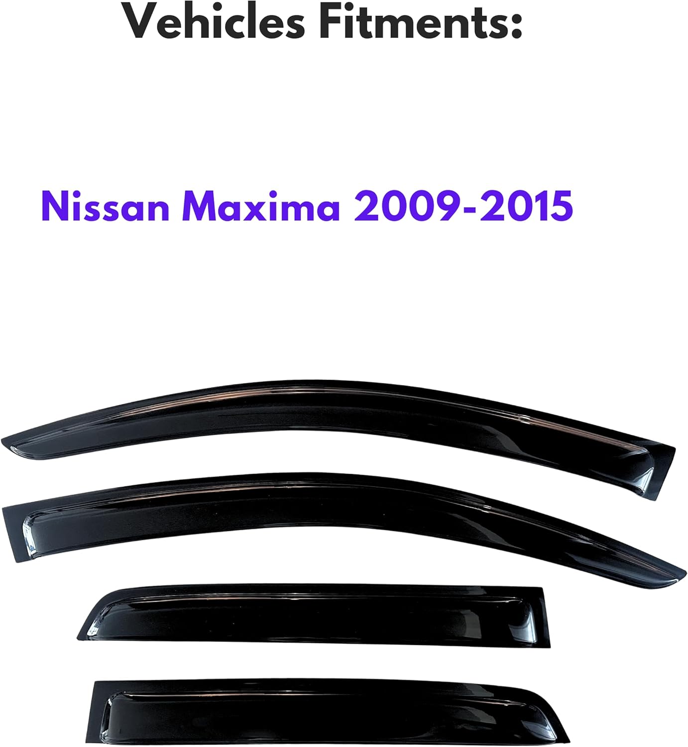 KPY Window Visors Compatible with Nissan Maxima 2009-2015, 4PC Rain Guard Side Vent Deflectors Tape-On Style, 2009 2010 2011 2012 2013 2014 2015