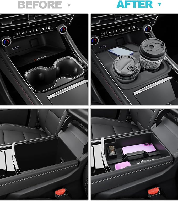 CDEFG 3Pcs for 2025 2026 Chevy Traverse Center Console Organizer with Handle for 2024-2026 Chevrolet Traverse Accessories Middle Console Mat w/Cup Holder Coin Holder
