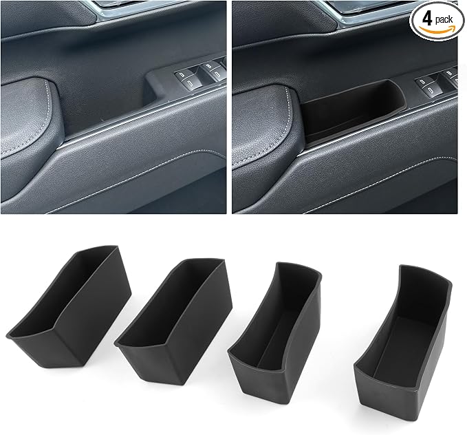 For 2022-2026 Silverado&Sierra 1500/2024-2026 Silverado&Sierra 2500HD/3500HD 4PCS Center Console Door Side Organizer Tray Silicone Materials
