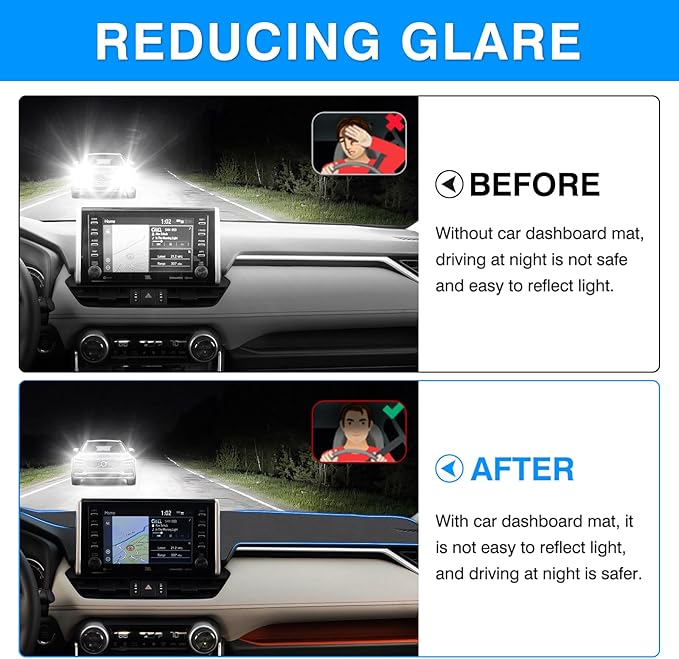Autorder Gray Dashboard Cover Mat for Toyota RAV4 2019-2025 Accessories Dash Cover Upgrade Polyester Dash Mat Sunshade Glare UV Rays Protector