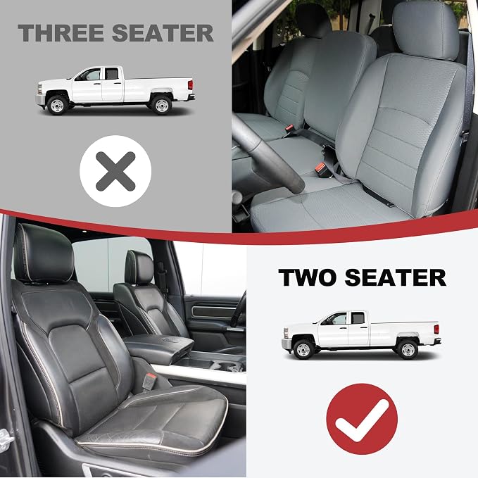TTX for Dodge RAM 1500 2500 3500 2012-2025 2026 Seat Covers - Waterproof Faux Leather Seat Cushion Cover (Front/Black&Light Grey)