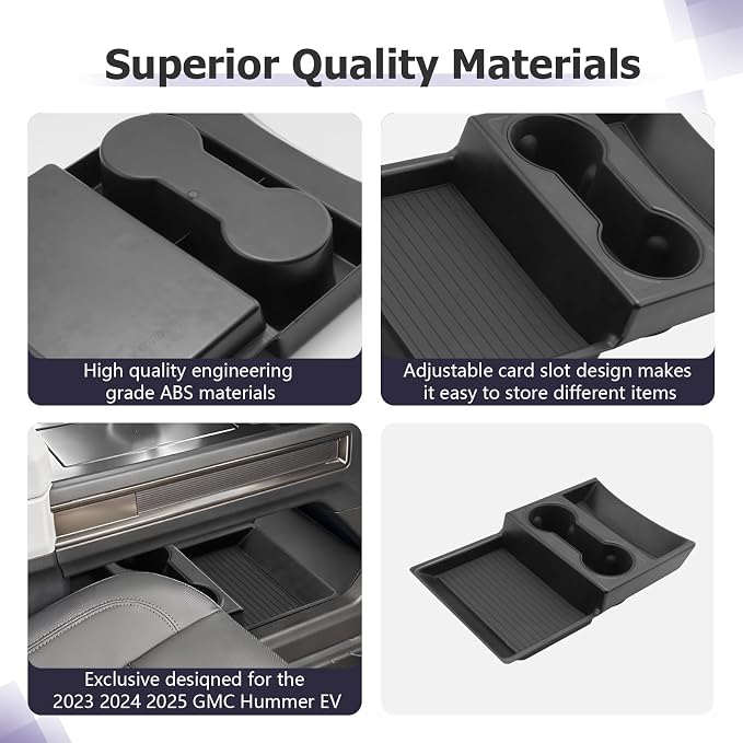 LUWU Lower Center Console Organizer Compatible with 2023 2024 2025 2026 GMC Hummer EV SUV Accessories 2025 2026 Hummer EV Pickup Armrest Console Organizer Armrest Lower Storage Tray