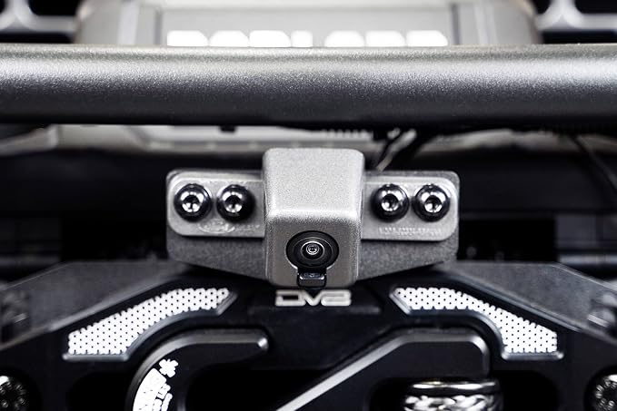 DV8 Offroad Front Camera Relocation Bracket for 2021-2026 Ford Bronco | Corrects 360 View with Winch Bumper | Includes Extended Camera Optical Cable & Spray Hose | Adjustable for Different Setups