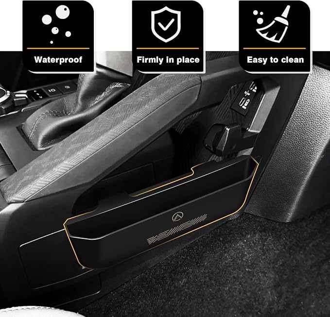 Muslogy Center Console Organizer Compatible with 2024 2025 2026 Toyota Tacoma Accessories Middle Console Gear Shift Silicone Insert Beside Handbrake & Passenger Side Hanging Storage Box 2PCS (B Style)