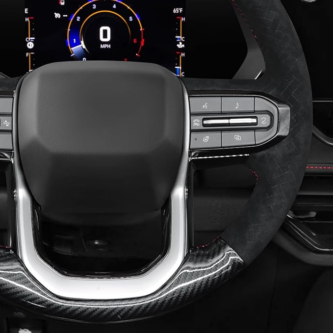 MEWANT Hand Stitch Shiny PU Carbon Fiber Embossed Athsuede Steering Wheel Cover for Chevy Colorado ZR2 Bison 2023-2024