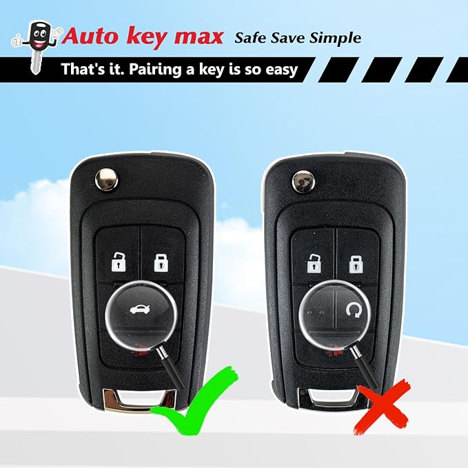 2 Programmable Keyfob Scanner Tool, Replacement Car Keys Fob and DIY Programmer Kit for Chevy Cruze Camaro Equinox Impala Malibu Sonic OHT01060512