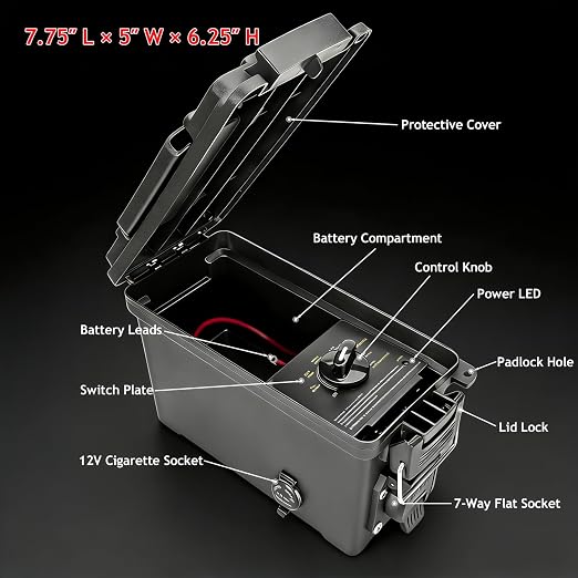 9101 Trailer Light Tester Box,Test Trailer Lighting & Brake Systems,7 Way | with Plug Adapter,7-Way Spade Pin,Heavy Duty,RV,Semi trailer light tester,Avoid Blown Fuses,Portable suitcase-style