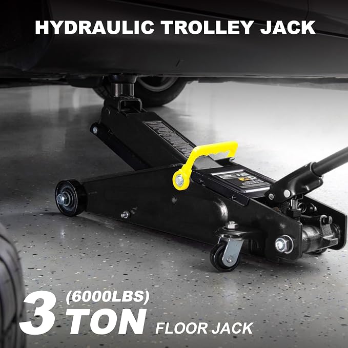 Torin T83006W Blackjack Hydraulic Trolley Service/Floor Jack (Fits: SUVs and Extended Height Trucks): 3 Ton (6,000 lb) Capacity, Black