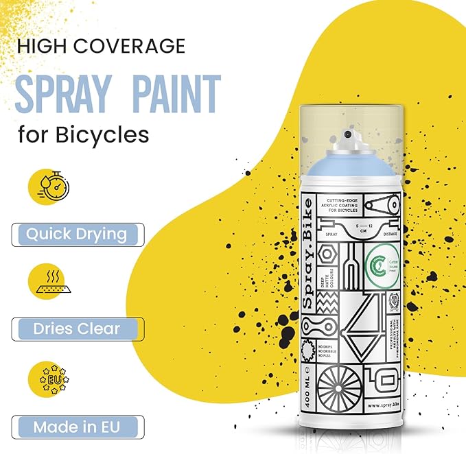 Spray.Bike Spray Paint | Designed Mainly for Bicycles | Multi-Use Acrylic Spray Paint for Metal, Plastic | High Coverage Bike Paint, 400ml, Milan Blue