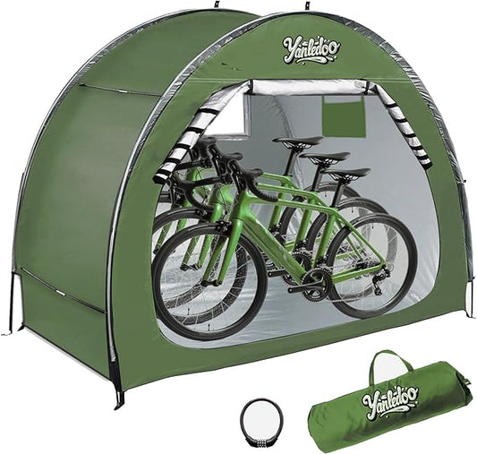 Bike Shed, Outdoor Portable Bike Storage Shed Tent, Bike Tent, Waterproof Bicycle Shelter with 210D Oxford Fabric, Bicycle Cover Fits 2-3 Bikes (Green)