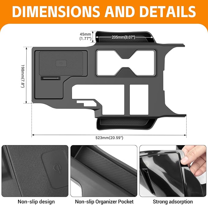 Black Center Console Organizer Compatible with Toyota Land Cruiser 250 Prado J250 Lc250 2024 2025 Accessories Black Organizer Interior Silicone Seat Gap Storage Box（NOT for 1958）