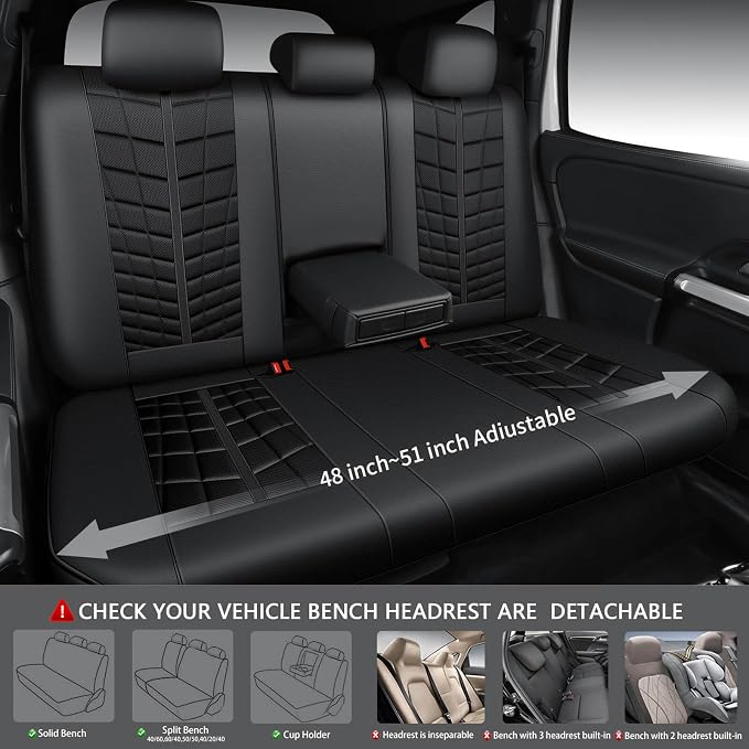 CAR PASS 3D Foam Mesh Leather Car Seat Covers Full Set, Breathable Premium Leather Seat Covers for Car, Anti Slip Universal Fit for Trucks Cars Sedans Vans SUVs, Airbag Compatible, All Black