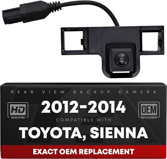 Rear View Backup Camera, Reverse Park Assist - Compatible with 2012-2014 Toyota Sienna - OEM 8679008020, TO1960153