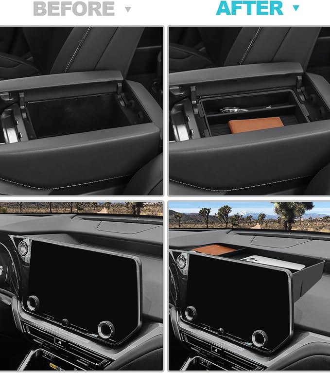 CDEFG 3Pcs for 2026 Lexus TX Center Console Organizer for 2024-2026 Lexus TX 350/500h/550h+ Accessories Middle Console Dual Trays Armrest Storage Box & Dashboard Storage Tray