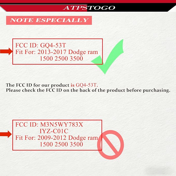 DIY Key Fob Replacement Fits for 2013 2014 2015 2016 2017 Dodge Ram 1500 2500 3500 Keyless Entry Remote Control Replace FCC ID: GQ4-53T with Interchangeable 3 & 4 Button