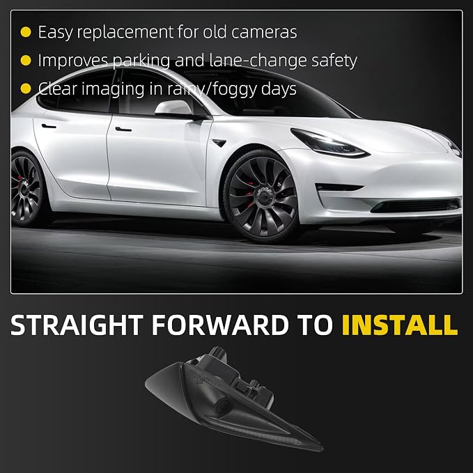 Dasbecan Front Fender Camera Compatible with 2017-2023 Tesla Model 3 2020-2023 2024 2025 Model Y Repeater Camera Right Passager Side Replace 1125107-50-G 1125107-50-J