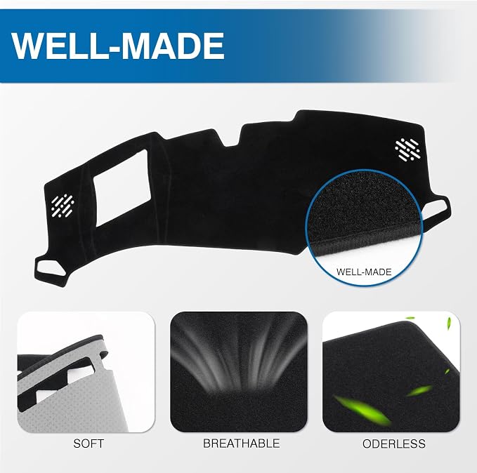 KUST Black Dash Cover for Chevrolet/Chevy Silverado EV 2024 2025 2026 (Only fits for WT Edition. Not fits for RST Edition) Polyester Dashboard Cover Non-Slip Accessories for Silverado EV No Glare