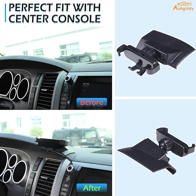 Car Phone Mount Compatible with Toyota Tundra/Sequoia 2007-2013 Center Console Air Outlet Vent Upper Panel Mobile Phone Holder Dashboard Hands-Free Universal Cell Phones Navigation Bracket Accessories