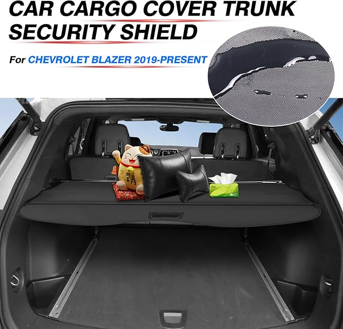 Powerty Cargo Cover for 2019-2024 2025 Chevrolet Blazer Retractable Trunk Cover Trunk Shielding Shade for Blazer Accessories Cargo Luggage Cover No Gap(Not fit for Blazer EV)