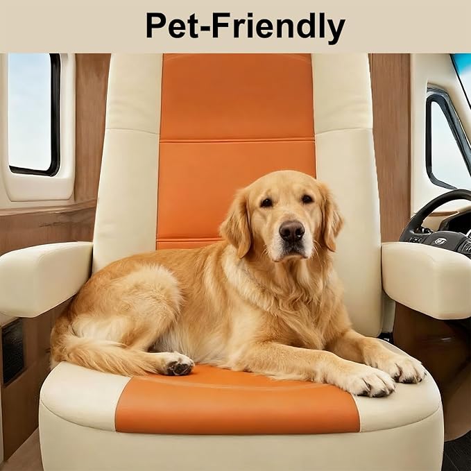 RV Captain Chair Seat Covers Motorhome Seat Covers for Class-A RV,Premium Nappa Leather,Pet-Friendly,Breathable & Comfortable Front Driver & Passenger Seat Covers with Armrest Covers,2 Pack