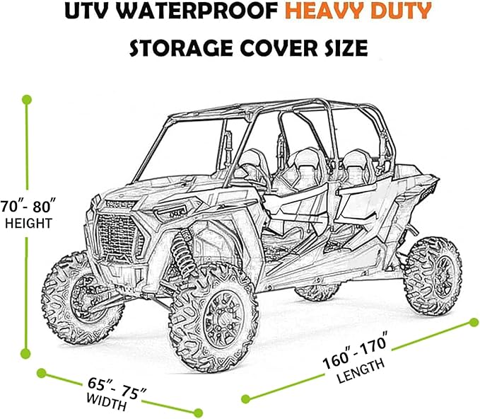 4-6 Seaters Plus UTV Covers Waterproof Outdoor,Heavy Duty Fadeless Oxford Cloth,Windproof All Weather Side by Side Covers Accessories for Polaris RZR Can-Am Yamaha Honda,169Lx72Wx67H Inches
