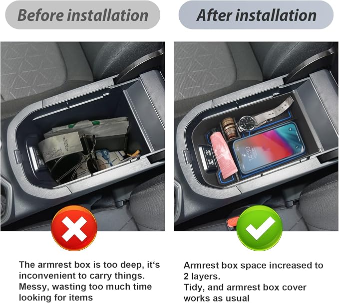 SKTU for 2020 2021 2022 2023 2024 2025 Toyota RAV4 Center Console Organizer 2023 2024 2025 RAV4 Accessories Tray Armrest Box Glove Secondary Storage Box with Coin Holder (Blue)