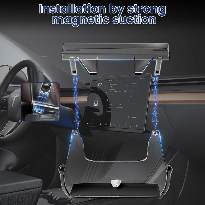 Under Screen Storage Organizer Compatible with Tesla Model Y Juniper 2025 /Model 3 Highland 2024 2025 Center Console Organizer Tray Accessories
