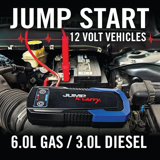 Clore Automotive JNC305 Jump-N-Carry 1000A 12 Volt Jump Starter for up to 6.0L Gasoline and 3.0L Diesel Engines