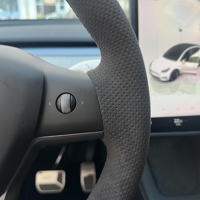 MEWANT Hand Sewn 9002 Athsuede Steering Wheel Cover for Tesla Model Y 2020-2023 Tesla Model 3 2023 Model Y Accessory