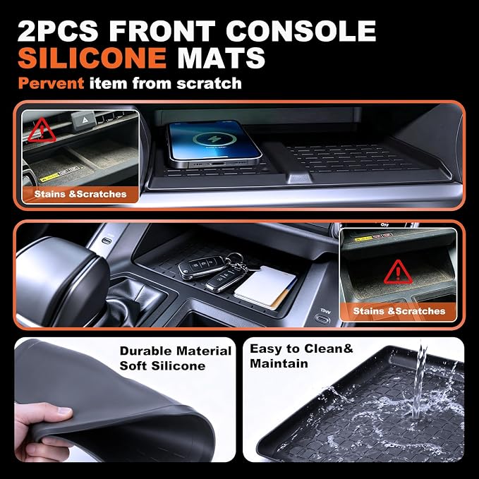 4PCS Center Console Organizer Tray Compatible with 2026 Toyota RAV4 Armrest Bottom Tray Center Console Silicone Pad 6th Gen RAV4 Hybrid&PHEV Interior Accessories- Not for Limited