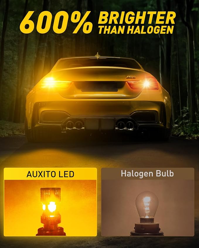 AUXITO CANBUS 1156 LED Bulbs Amber Yellow with Built-in Resistor 7506 1003 1141 BA15S P21W Anti Hyper Flash Error Free Turn Signal Lights Blinker Parking Lights, Pack of 2