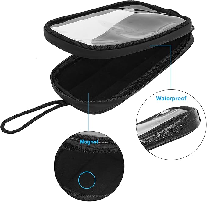 X AUTOHAUX Universal 7'' Magnetic Tank Bag with Headphone Hole PU Leather Waterproof Motorbike Saddlebag for Motorcycle