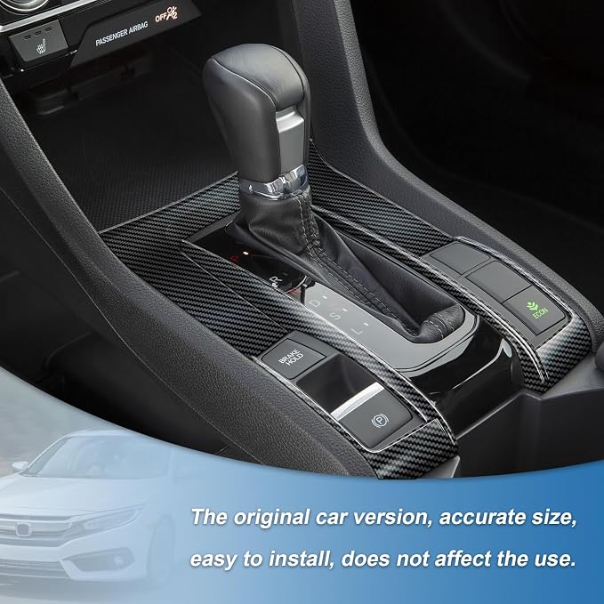 16 Pcs Carbon Fiber Console Center Dashboard Cover, Gear Shift Panel Cover, Steering Wheel Cover, AC Air Vent Cover Compatible with Honda Civic 10th Gen 2016-2021