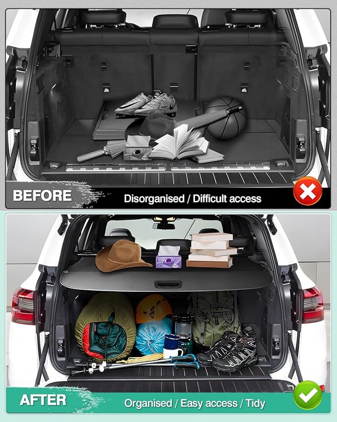Powerty Cargo Cover for 2019-2025 2026 BMW X5 Trunk Cover Retractable Trunk Shielding Shade X5 Accessories Cargo Luggage Cover Black