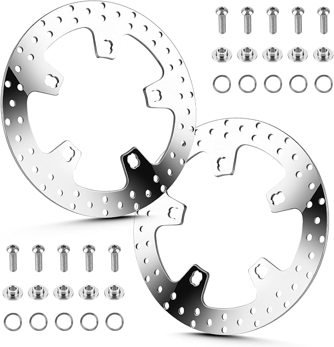 11.8" Front Brake Disc Rotor with Bolts Fit for Harley Road King/Street Glide/Road Glide/Electra Glide/Tour Glide/Ultra Limited 2015 2016 2017 2018 2019 2020 2021 2022-2 Pc Polished