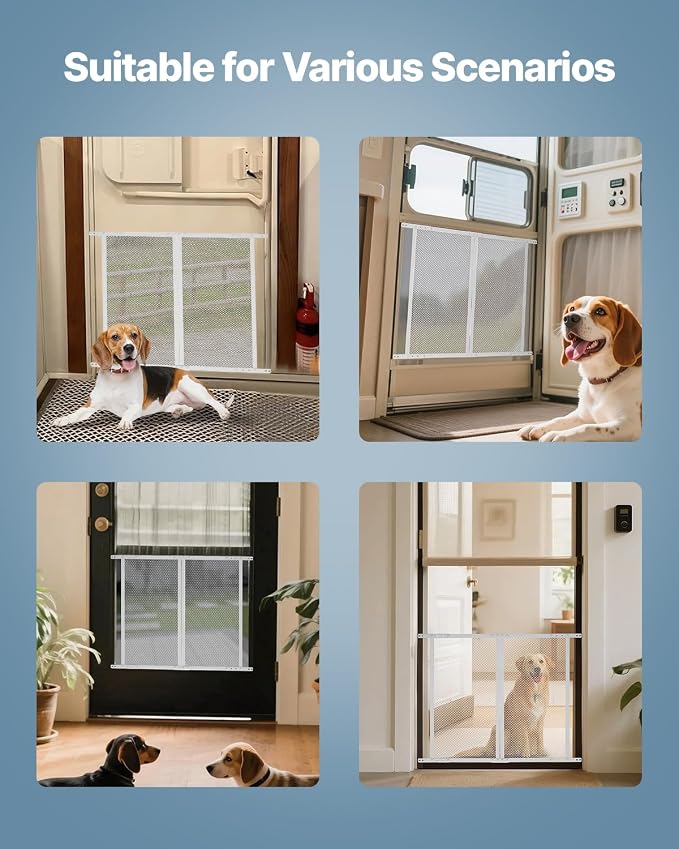 VEVOR RV Screen Door Protector, 24 x 26 inch Door Grille, Easy to Install and Disassemble, Reinforced Breathable Protective Mesh, Aluminum Alloy Camper RV Entry Protector for Pet Protection, White