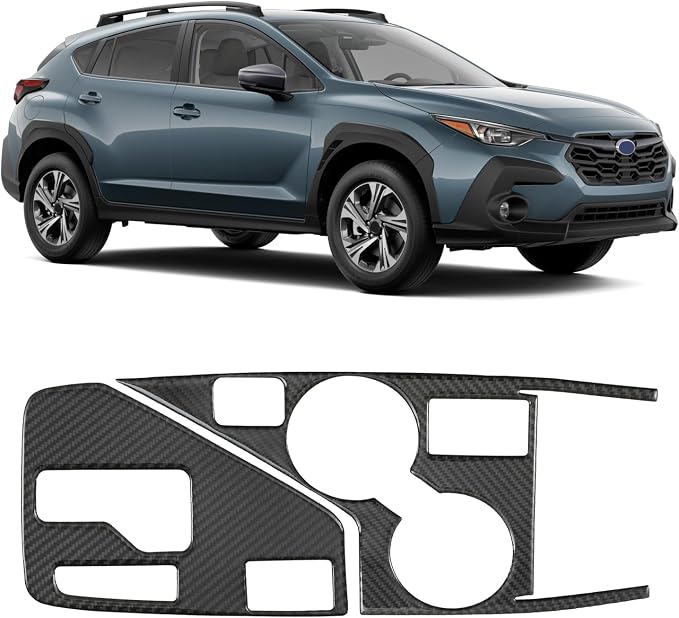 Real Carbon Fiber Gear Shift Panel Trim Cup Holder Panel Trim Compatible with Subaru Crosstrek 2024 2025 2026, Interior Decor Sticker Accessories for Subaru Impreza 2024 2025 2026
