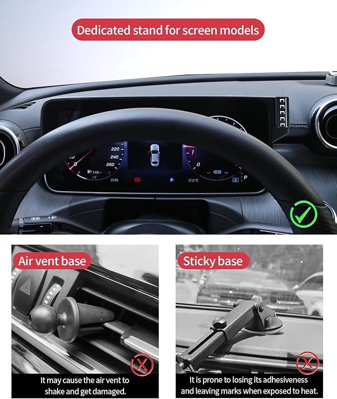 15W Wireless Fast Charger for Mercedes Benz GLC-Class 2023-2026/C-Class 2022-2026 Accessories 12.3 inch Screen Fixed Clip, Auto Accessories Navigation Bracket, 360° Rotation