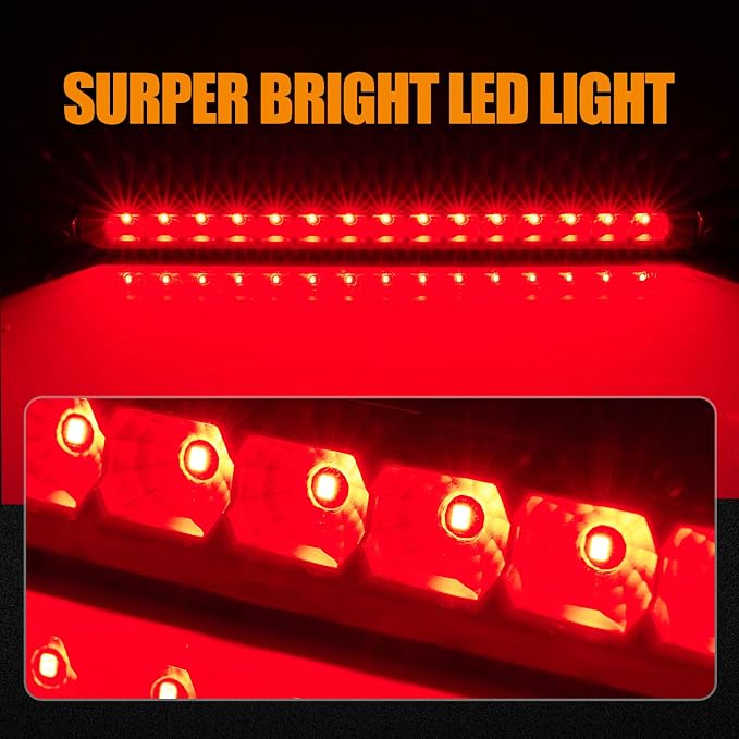 Third 3rd Brake Light LED for 2001 2002 2003 2004 Nissan Pathfinder, High Mount Rear Brake Lights Assembly for 01 02 03 Infiniti QX4, Waterproof Center Cab Lamp Stop Light (Black)