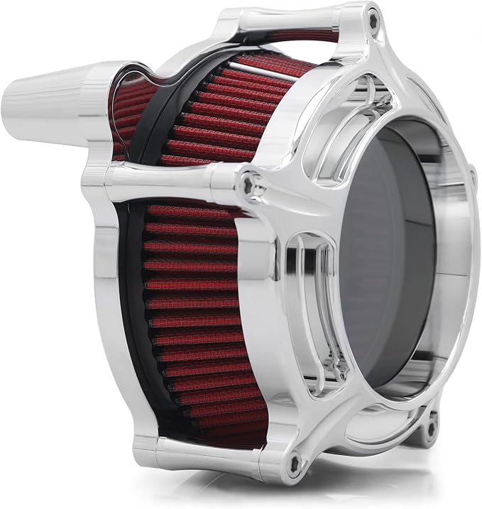 For harley davidson air cleaner filter sportster Touring street glide road king electra Dyna Softail motorcycle air intake (Chromed- red filter, C-For Touring 2008-2016)