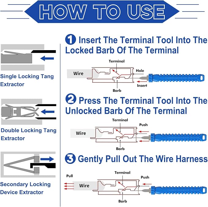 48 Pcs Terminal Removal Tools with Leather Case, Depinning Tool Kit | Connector Pin Removal Tools Depin Tool Terminal Depinning Kit for Automotive, Motorcycle & Electrical Most Connectors