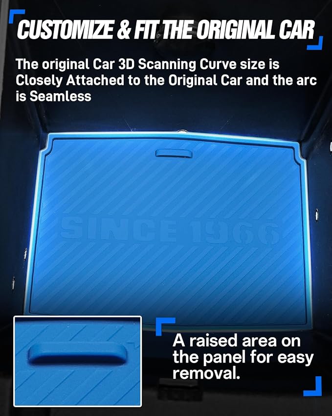 ROADER Bronco Armrest Box Bottom Anti-Slip Mat Fit for 2021-2024 Ford Bronco 2/4 Door Interior Accessories, Arm Rest Box Silicone Protective Pad, Waterproof Safe Environmentally Friendly-Blue