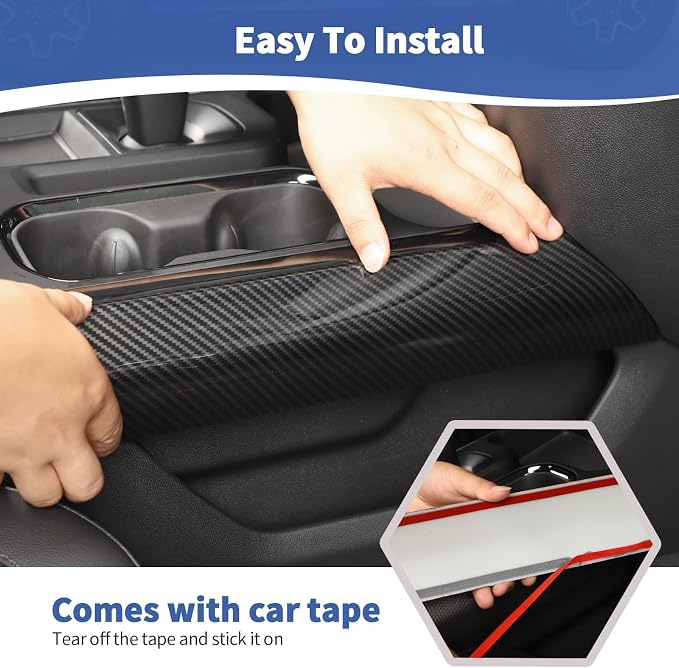 for Silverado Center Console Gear Shift Panel Trim Cover Fit for Chevy Silverado 2022+ Black Carbon Fiber Interior Accessories 4pcs