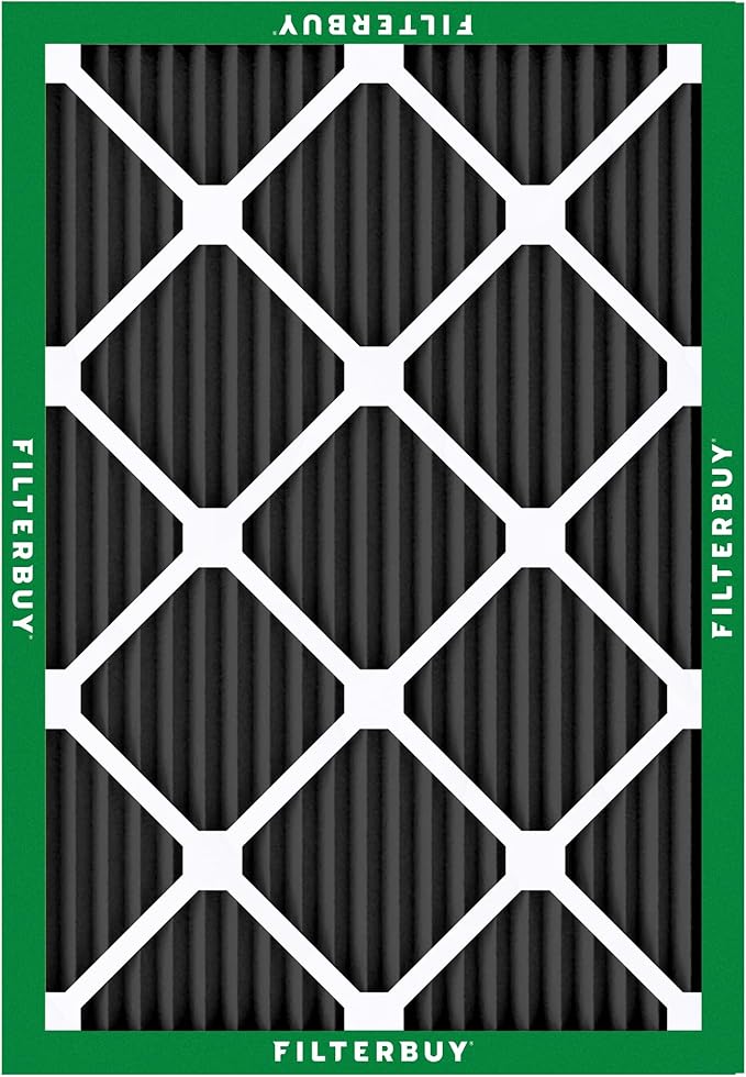 Filterbuy 24x30x1 Air Filter MERV 10 Odor & Allergy Defense with Activated Carbon (2-Pack), Electrostatic Pleated HVAC AC Furnace Filters Replacement (Actual Size: 23.88 x 29.88 x 0.75)