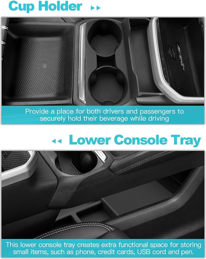 CDEFG 3Pcs for 2025 2026 GMC Terrain Center Console Organizer for 2025 2026 GMC Terrain Accessories Lower Console Organizer Storage Box & Cup Holder