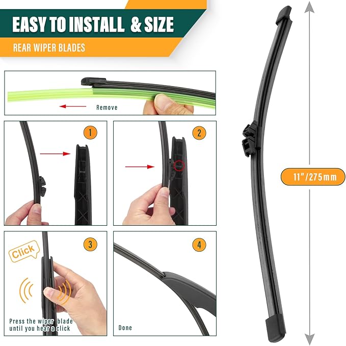 Windshield Wiper Blades Replacement for Ford Escape 2013 2014 2015 2016 2017 2018 2019,Original Equipment Replacement Front Rear Wiper Blade Set - 28" 28" 11" (Set of 3)