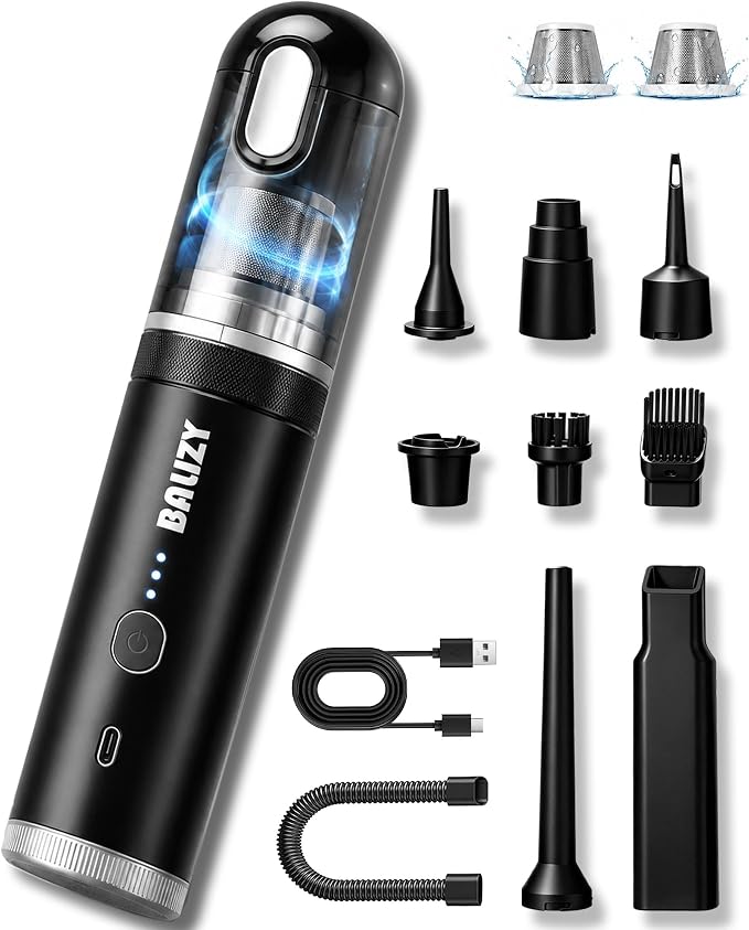 Handheld Vacuum，4-in-1 Cordless Car Vacuum Cleaner&Air Blower,Black | Aluminum alloy body，4 Suction Modes, 20KPa Suction Power,Portable Rechargeable, For Car, Pet Hair, Home, Office