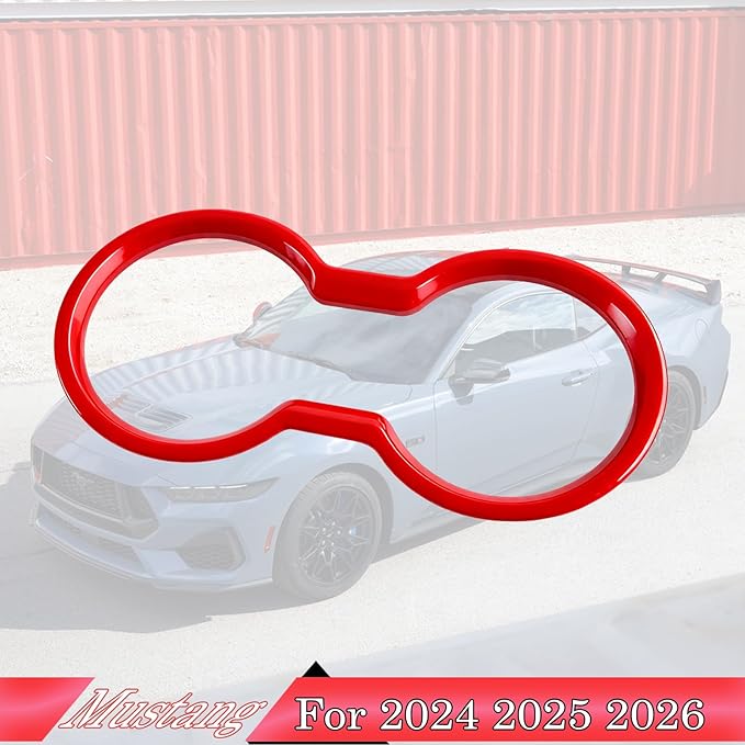 MUXEE Front Cup Holder Trim,for Ford Mustang 2024 2025 2026 - ABS Wine Red Front Cup Holder Protective Panel Cover Sport Interior Trim Accessories